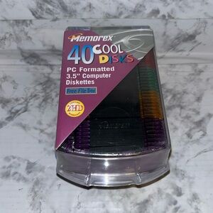 Memorex 40 Cool Disks 3.5" PC Formatted Computer Diskettes - Multicolor